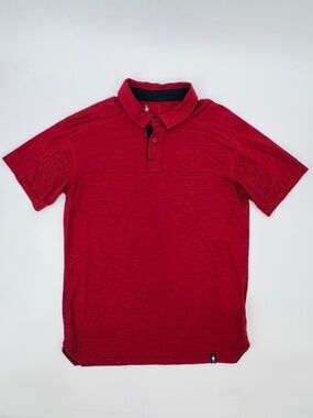 Smartwool Collared Polo Merino S Golf Outdoor Gorpcore Casual Lightweight Dk Red
